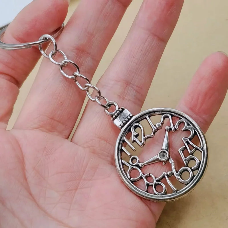 Gothic Watch Wall Clock Symbol Keychain Jewelry Goth Charm Key Chain