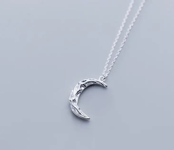 Gothic Women's 925 Silver Moon Pendant Necklace