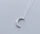 Gothic Women's 925 Silver Moon Pendant Necklace