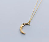 Gothic Women's 925 Silver Moon Pendant Necklace