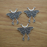 Gothic Insect Moon Death Head Skull Moth Pendant Charm DIY Jewellery