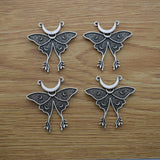 Gothic Insect Moon Death Head Skull Moth Pendant Charm DIY Jewellery