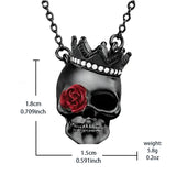 Gothic Dark Wind Halloween Skull Rose Pendant Necklace