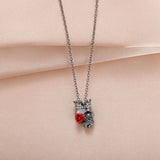 Gothic Dark Wind Halloween Skull Rose Pendant Necklace