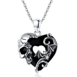 Gothic Vintage Skull Bat Pendant Love Halloween Glamour Jewelry