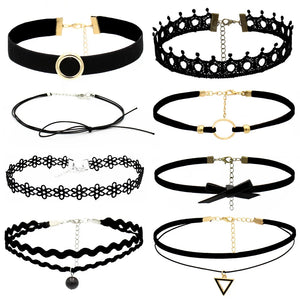 Gothic Choker Necklaces Set Punk Cosplay Collar Jewelry