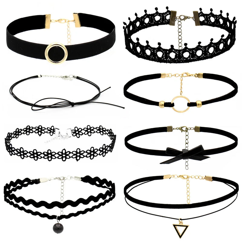 Gothic Choker Necklaces Set Punk Cosplay Collar Jewelry