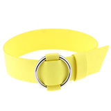 Yellow Pu Leather Cross Pendant Necklace for Women Rivet Choker