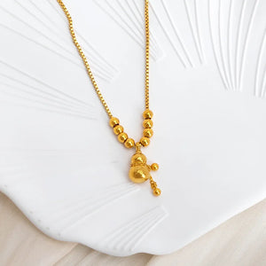 Gourd Blessing Necklace Good Fortune Amulet Pendant Stainless Steel Charm GN504