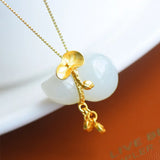 Vintage Jade Gemstone Pendant Necklace 18k Choker Jewelry Lucky Accessory