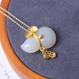 Vintage Jade Gemstone Pendant Necklace 18k Choker Jewelry Lucky Accessory