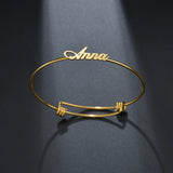 Goxijite Name Bangles Stainless Steel Open Cuff Bracelet