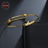 Goxijite Name Bangles Stainless Steel Open Cuff Bracelet