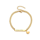 Personalized Stainless Steel Love Bracelet Engraved Name Date Adjustable Bangle
