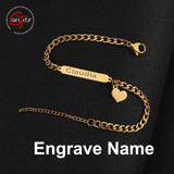 Personalized Stainless Steel Love Bracelet Engraved Name Date Adjustable Bangle
