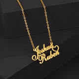 Stainless Steel Heart Necklace 2 Names Personalized Gift