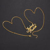 Stainless Steel Heart Necklace 2 Names Personalized Gift