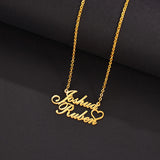 Stainless Steel Heart Necklace 2 Names Personalized Gift