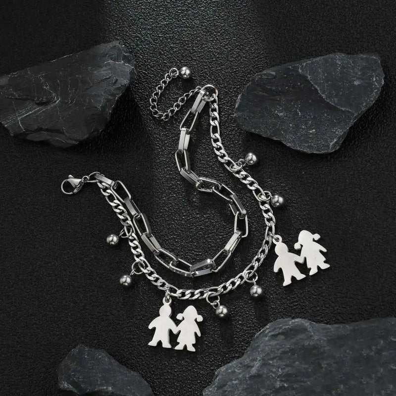 Double Layer Women Bracelet Boy Girl Pendant Charm Bracelets