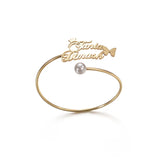 Goxijite 2 Names Bangle Bracelet for Women Girls Crown Butterfly Name