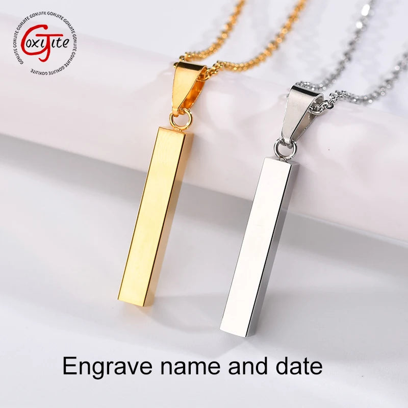 Personalized Cylinder Letter Necklace - Engraved Date - Memorial Gift