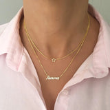 Goxijite Double Layer Name Necklace Heart Butterfly Choker Pendant