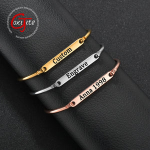 Personalized Name Bangle Bracelet Open Cuff Bangles