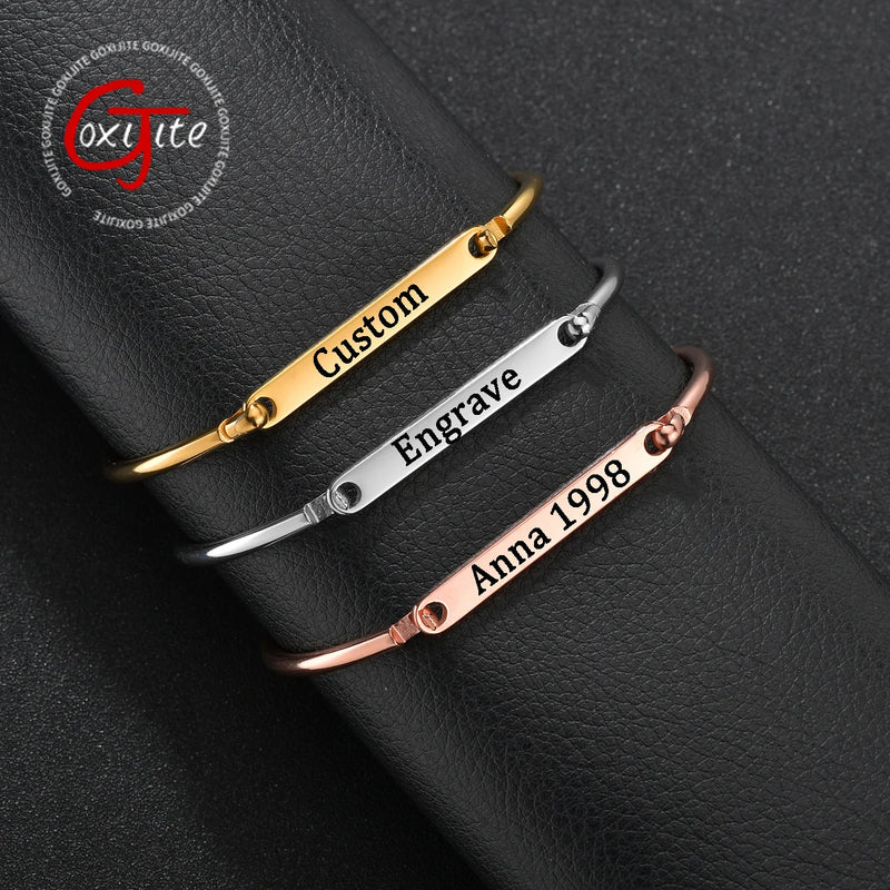Personalized Name Bangle Bracelet Open Cuff Bangles