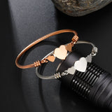 Personalized Heart Bangle Bracelet Engraved Name Date Pattern Jewelry Gift