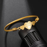 Personalized Heart Bangle Bracelet Engraved Name Date Pattern Jewelry Gift