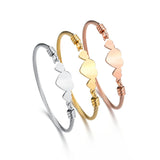 Personalized Heart Bangle Bracelet Engraved Name Date Pattern Jewelry Gift