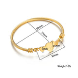 Personalized Heart Bangle Bracelet Engraved Name Date Pattern Jewelry Gift