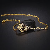 Goxijite Rose Nameplate Bracelet Stainless Steel Personalized Hand Wearing