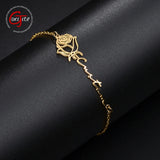Goxijite Rose Nameplate Bracelet Stainless Steel Personalized Hand Wearing