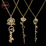 Goxijite Women Necklace Stainless Steel Rose Sunflower Choker