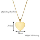 Personalized Stainless Steel Heart Necklace with Laser Engraved Name & Date