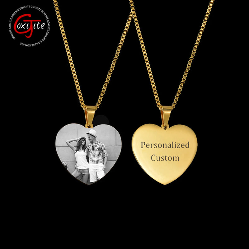 Personalized Stainless Steel Heart Necklace with Laser Engraved Name & Date