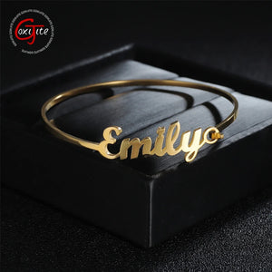 Goxijite Letter Bracelet Personalized Women Name Bangles Gift