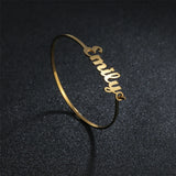 Goxijite Letter Bracelet Personalized Women Name Bangles Gift