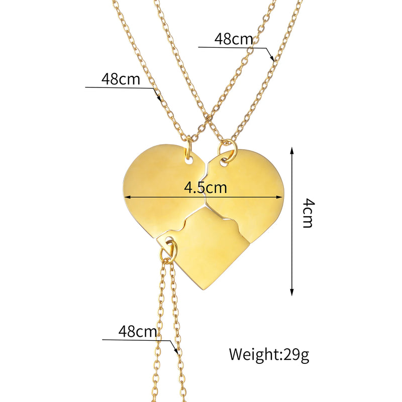 Broken Heart Necklace Engraved Name Stainless Steel Family Jewelry
