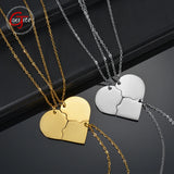 Broken Heart Necklace Engraved Name Stainless Steel Family Jewelry