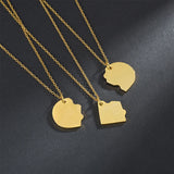 Broken Heart Necklace Engraved Name Stainless Steel Family Jewelry