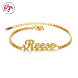Goxijite Name Bracelet Stainless Steel Initial Letter Bangle