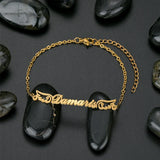 Personalized Name Bracelet with Zircon Wings - Stainless Steel