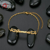 Personalized Name Bracelet with Zircon Wings - Stainless Steel