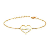 Goxijite Name Bracelet Stainless Steel Heart Initial Bangle Bracelets Gift