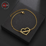 Goxijite Name Bracelet Stainless Steel Heart Initial Bangle Bracelets Gift