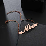 Personalized Stainless Steel Name Bracelet Heart Nameplate Bangle