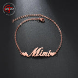 Personalized Stainless Steel Name Bracelet Heart Nameplate Bangle