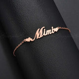 Personalized Stainless Steel Name Bracelet Heart Nameplate Bangle